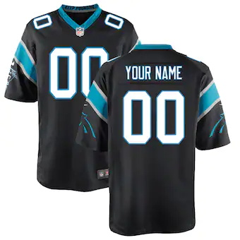 youth nike black carolina panthers custom game jersey_pi157